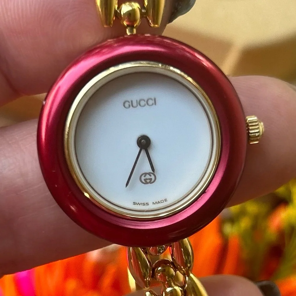 14K Gold Plated GUCCI Luxury Statement Watch RARE!